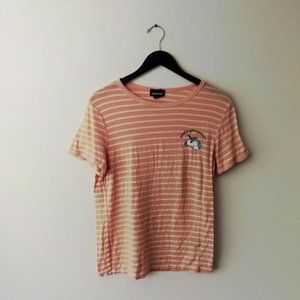 Joe Boxer T Shirt What's Your Point Unicorn Striped Graphic Tee Trendy Cotton M